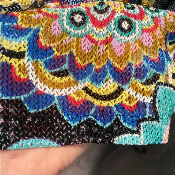 Joseph Ribkoff Multi-Colour Mandala Print Mesh Cardigan Size Large Artsy Boho - Picture 5 of 15